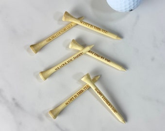 Custom Golf Tees, Bamboo Personalized Golf Tees Laser Engraved 2.75 inches, Fathers Day Golf Gift, Custom Golf Tees, Golf Husband Gift
