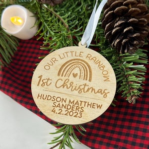 Rainbow Baby Christmas Ornament, Custom Rainbow Newborn Christmas Ornament, Baby Christmas Gift,  Newborn Christmas Ornament First Holiday
