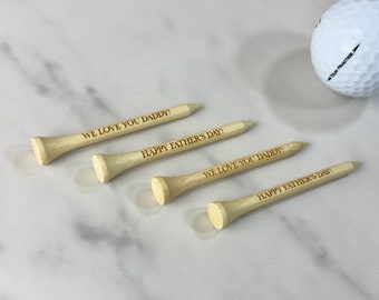 Father's Day Golf Tees Custom Made, Bamboo Personalized Golf Tees Laser Engraved 2.75 inches, Fathers Day Golf Gift, Custom Golf Tees