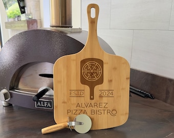 Personalized Pizza Peel and Pizza Cutter, Custom Pizza Paddle, Engraved Pizza Server, Personalized Pizza Board, Father's Day Gift Pizza