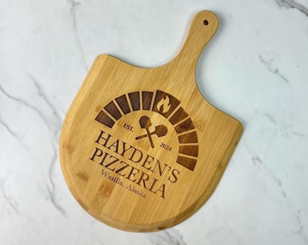 Personalized Pizza Board and Pizza Cutter, Custom Pizza Paddle, Engraved Pizza Server, Personalized Pizza Stone, Custom Dad Birthday Gift