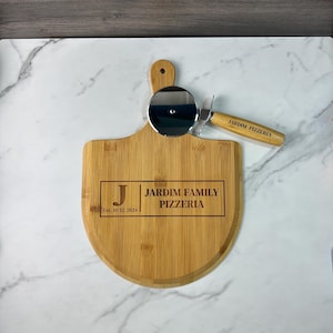 Personalized Pizza Peel and Pizza Cutter, Custom Pizza Stone, Engraved Pizza Server, Personalized Christmas Gift Pizza, Dad Christmas Gift