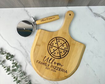Personalized Pizza Server and Pizza Cutter, Engraved Pizza Server, Personalized Pizza Board, Father's Day Gift, Wedding Anniversary Gift