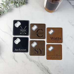 Personalisierter Untersetzer mit Flaschenöffner Groomsmen Geschenk, individuelles Freundgeschenk, Trauzeuge Geschenk, Vatertagsgeschenk, Hochzeitsgeschenk