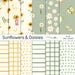 Sunflower and Daisy Digital Paper, Seamless Yellow Floral Pattern ...
