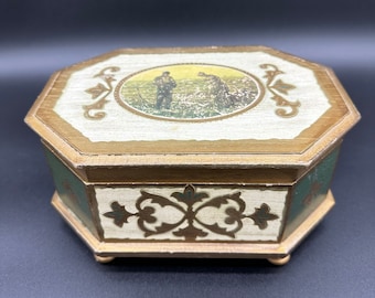Vintage Florentine Jewelry Box w/ Sankyo Japan Music Box | Fascination Waltz