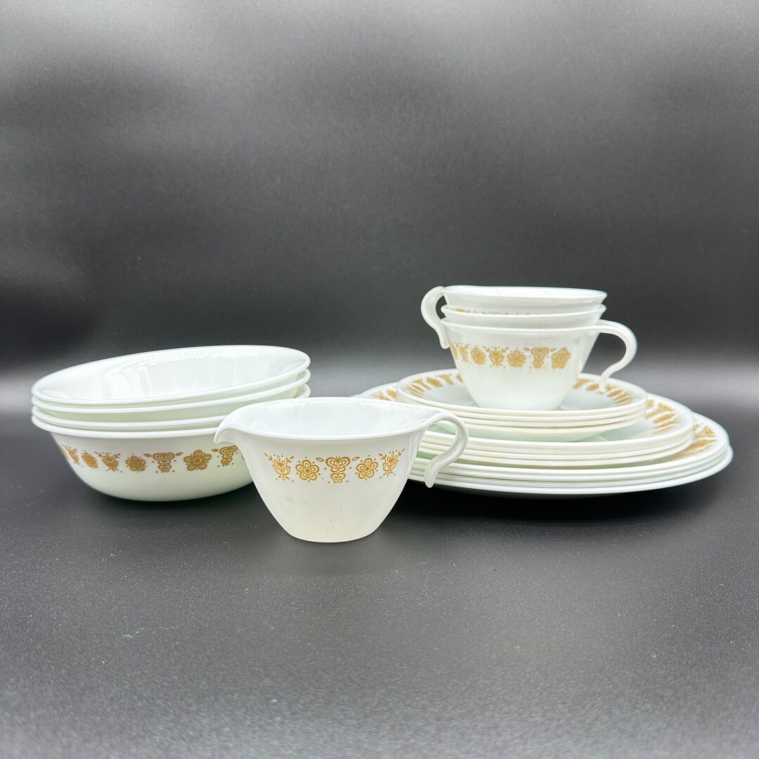 Set of 20 Corelle by Corning Gold Butterfly Dinner Set Plates Etsy