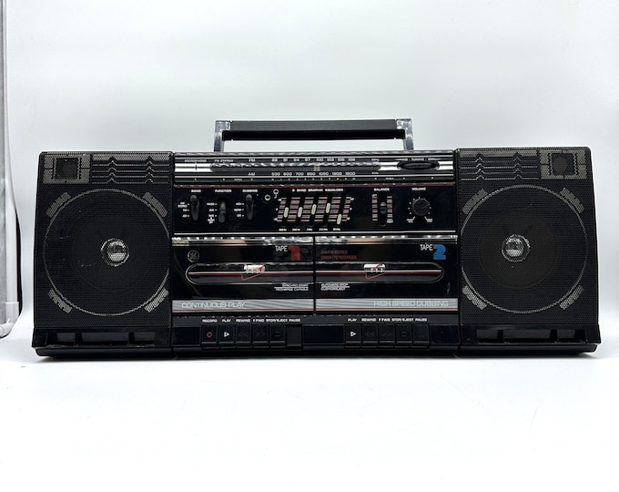 Vintage GE General Electric Boombox 35676A Black Tested & Works no