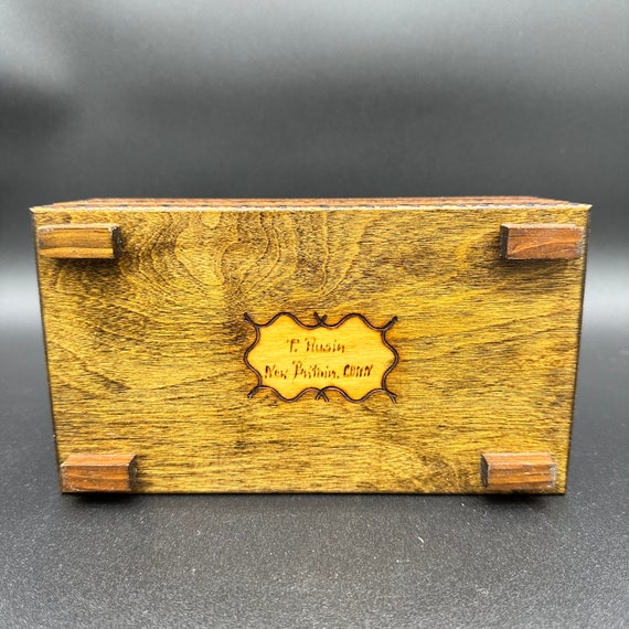 Hand Carved Wood Artisan Sunflower Jewelry Box Gem
