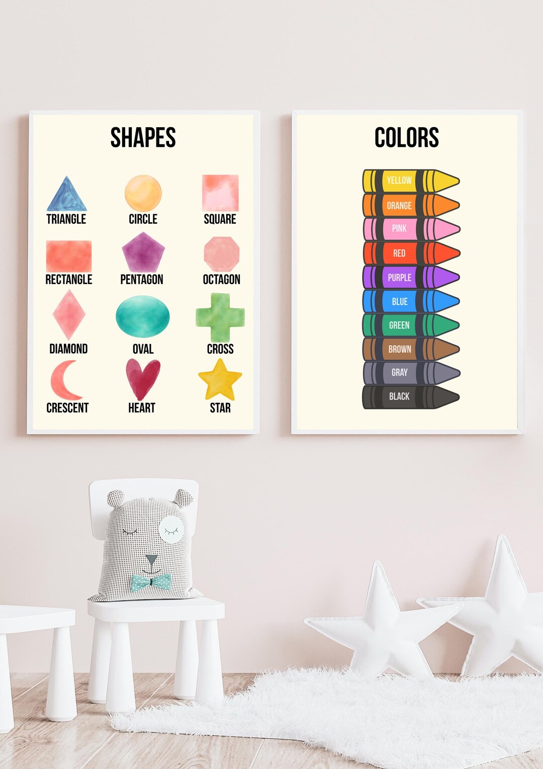 Shapes and Colors Bundle Printable Posters | Kids Toddler Wall Art ...