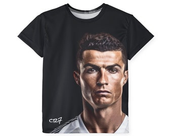 cr7 Cristiano Ronaldo Kids Sports black Jersey (AOP) gift for soccer fans