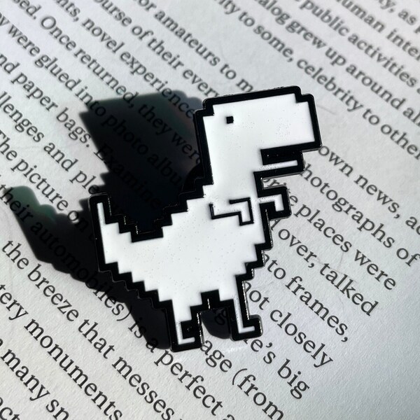 No Internet TRex Dinosaur Enamel Pin, No Signal Pixel Dinosaur Pin Badge