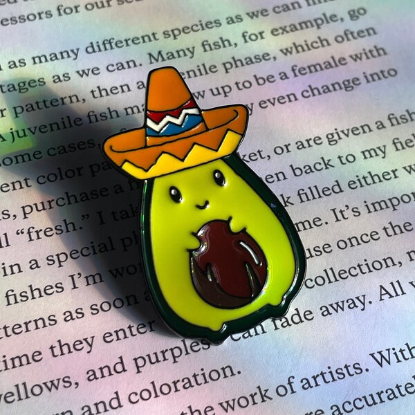 Avocado Sombrero Enamel Pin, Lapel Pin