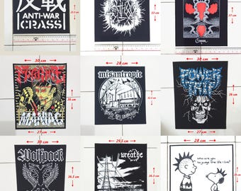 03 - Parches traseros de punk, hardcore, crust, D beat, metal, thrash, grindcore, parche trasero serigrafiado/DTF