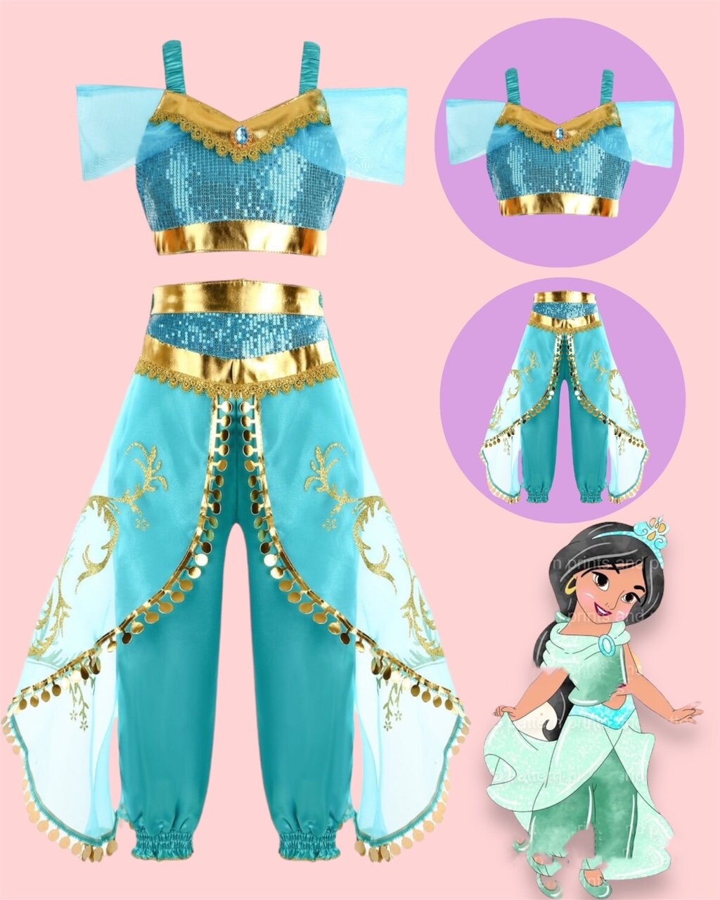 Princess Jasmine Costume / Princess Jasmine 2 Piece Set for Kids / Princess Jasmine Party