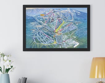 Sun Peaks Trail Map British Columbia Canada Ski Resort Framed Poster