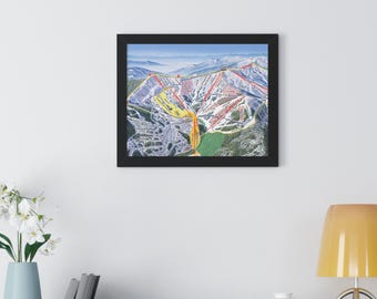 Schweitzer Bowl Idaho Trail Map Ski Resort Framed Poster