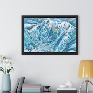 Kaart van skigebied Bear Valley Village California Trail ingelijste poster