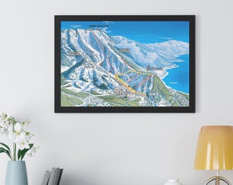 Diamond Peak Trail Map Lake Tahoe Nevada Framed Poster
