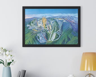 Póster enmarcado del mapa del sendero Silver Star Mountain de la estación de esquí de Columbia Británica, Canadá