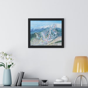 Ingelijste poster Waterville Valley Trail-kaart skiresort New Hampshire