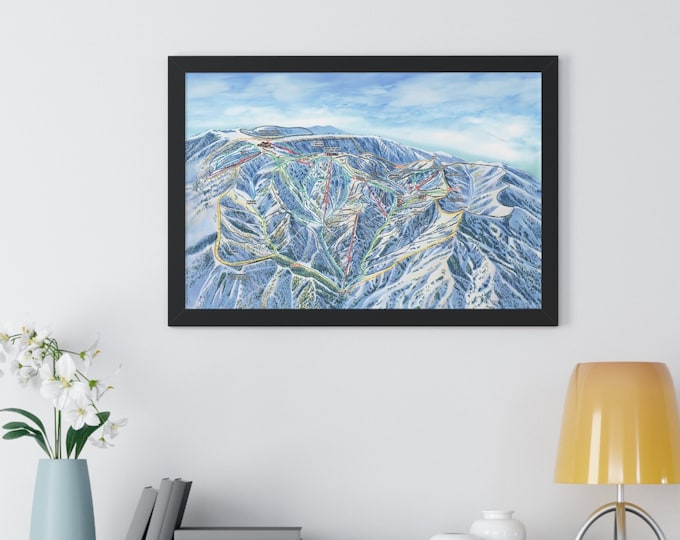 Powder Mountain Trail Map Utah Ski Resort Framed Poster