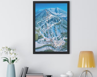 Ascutney Vermont Trail Map Ski Resort Framed Poster