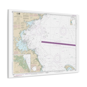 Massachusetts Bay North River Nautical Map Sailing Chart 3-D Canvas Poster