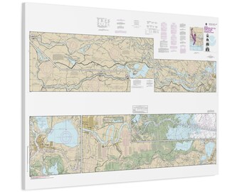 Morgan City to Port Allen and Atchafalaya River Louisiana Nautical Chart Sailing Map Framed Canvas Poster