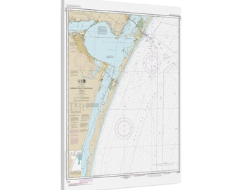 Carta náutica de Laguna Madre y la bahía de Corpus Christi, Texas. Póster en lienzo enmarcado.