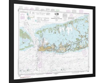 Key West to Sugarloaf Key Florida Nautical Chart Sailing Map Framed Poster