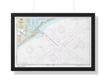 Galveston and Bolivar Peninsula Texas Nautical Chart Sailing Map Framed Poster