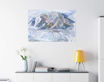 Póster de lienzo 3D con mapa vintage de pistas de esquí de Sun Valley, Idaho