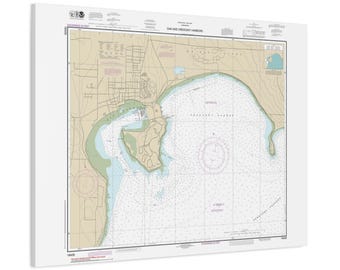 Oak Harbor and Crescent Harbor Washington Nautical Chart Sailing Map Framed Canvas Poster