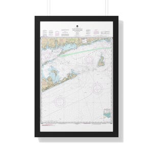 Póster enmarcado con mapa náutico y carta de navegación de Block Island Sound, Connecticut