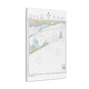 Póster de lienzo en 3D con mapa náutico y carta de navegación de Block Island Sound, Connecticut