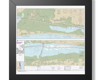 Laguna Madre Middle Ground Texas Nautical Chart Sailing Map Framed Poster