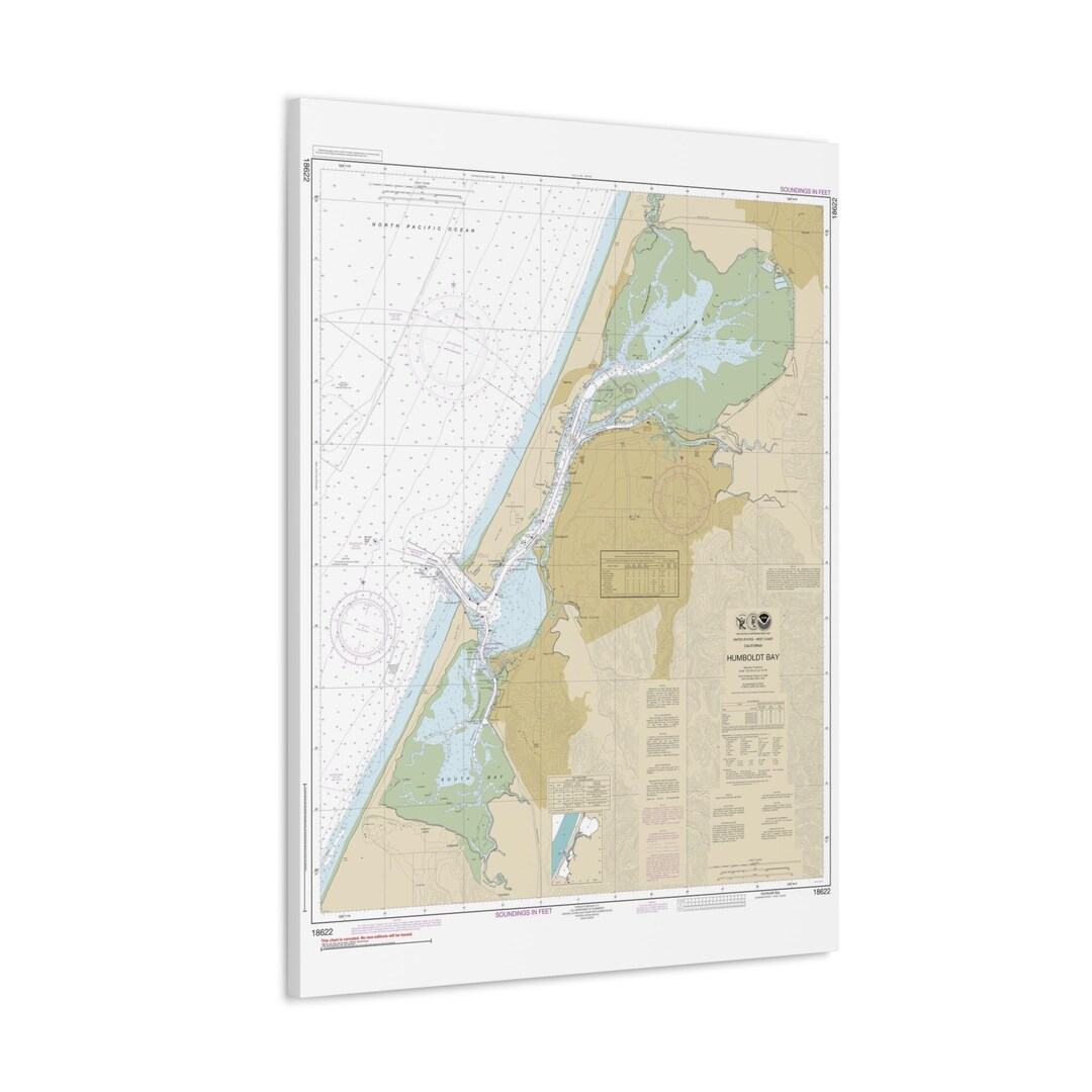 Humboldt Bay California Nautical Map Sailing Chart 3D Canvas Poster Etsy