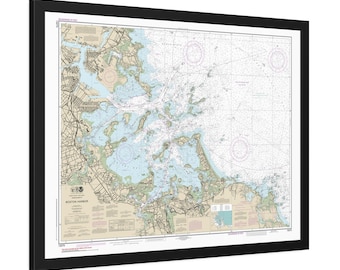 Boston Harbor Massachusetts Nautical Chart Sailing Map Framed Poster
