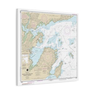 Marblehead Salem and Beverly Harbor Massachusetts Nautical Chart Sailing Map Framed Canvas Poster