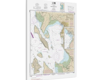 Bellingham Bay Washington Nautical Chart Sailing Map Framed Canvas Poster