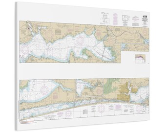 East Bay Santa Rosa Sound and Choctawhatchee Bay Florida Nautical Chart Sailing Map Framed Canvas Poster