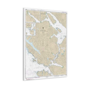 Póster de lienzo en 3D con mapa náutico, carta de navegación, estrecho de Peril, estrecho de Hoonah, costa sureste de Sitka, Alaska