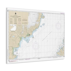 Póster de lienzo en 3D con mapa náutico, carta de navegación y estrecho de Shelikof, de la península de Alaska, del cabo Douglas al cabo Nukshak