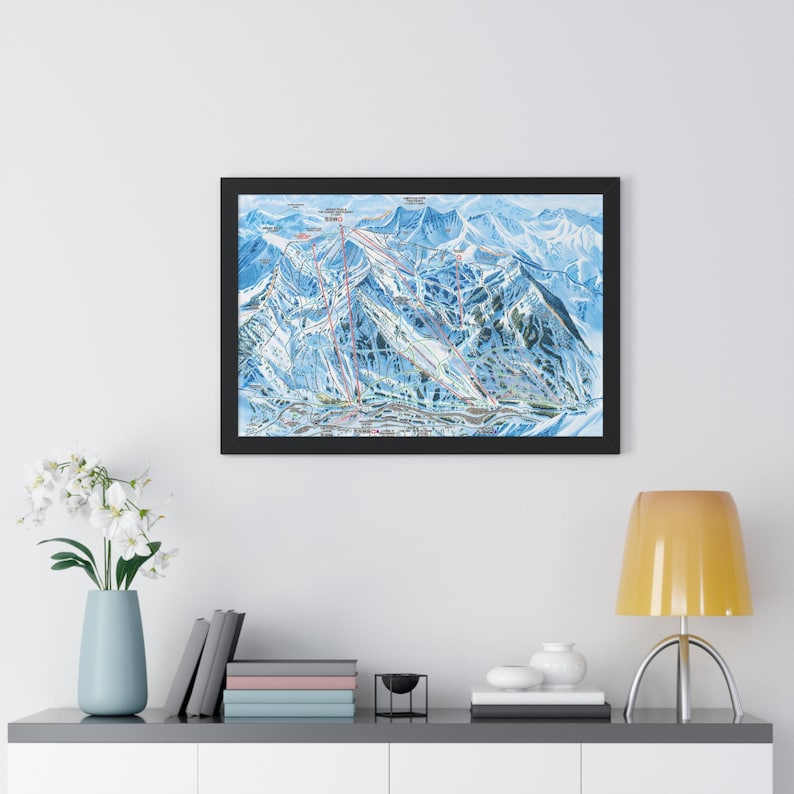 Snowbird Map.pdf Snowbird Utah Trail Map Ski Resort Framed Poster - Etsy