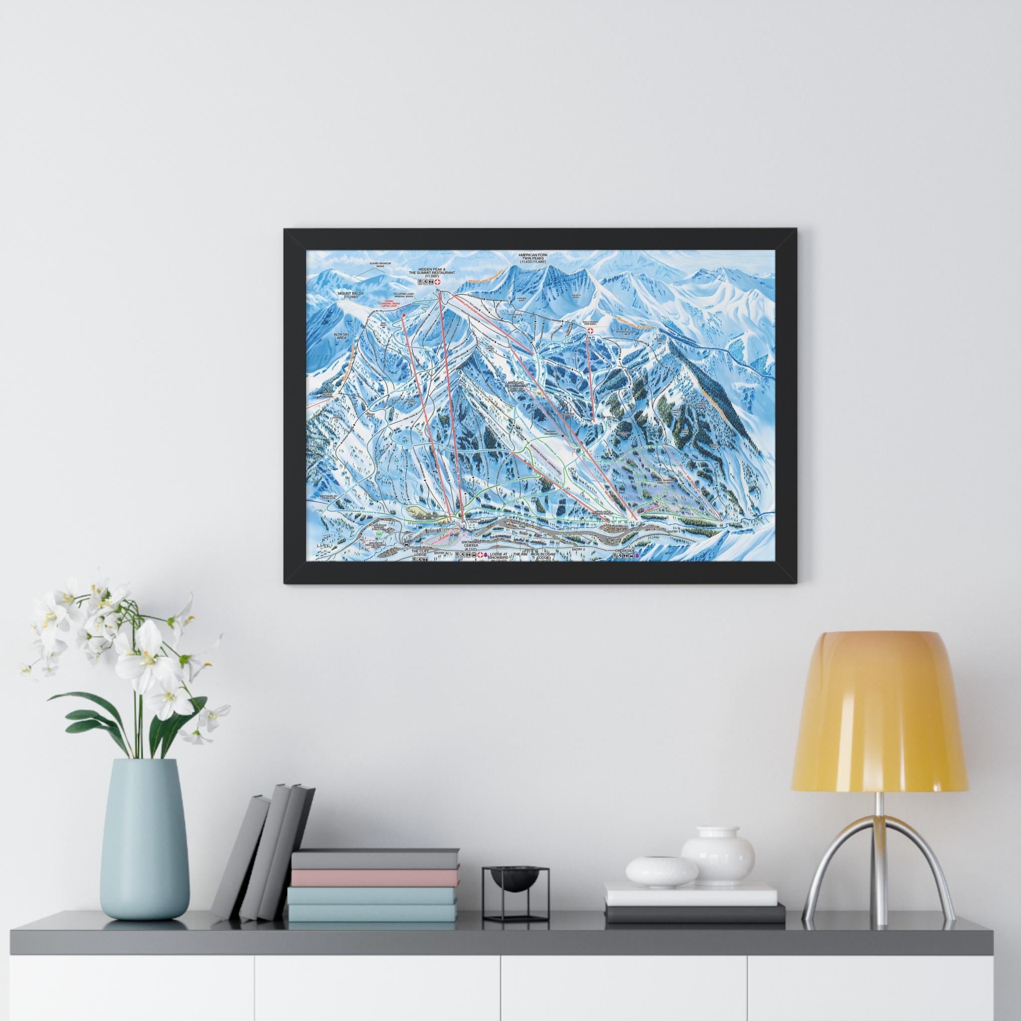 Snowbird Map.pdf Snowbird Utah Trail Map Ski Resort Framed Poster - Etsy