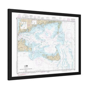 Nantucket Sound and Approaches Massachusetts Seekarte Segelkarte Cape Cod Gerahmtes Poster