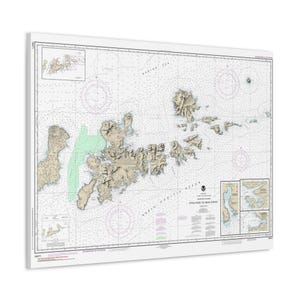 Mapa náutico de Alaska desde el paso de Atka hasta el estrecho de Adak Carta de navegación Póster en lienzo tridimensional de las islas Aleutianas de Andreanof
