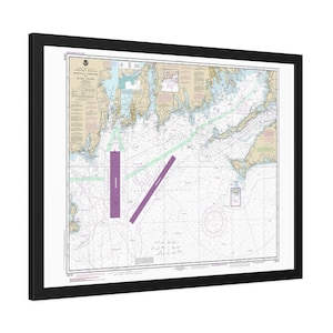 Mapa Náutico de Marthas Vineyard para Block Island, Massachusetts, Carta de Vela, Pôster emoldurado