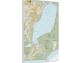 Sabine Lake Texas Nautical Chart Sailing Map Framed Canvas Poster